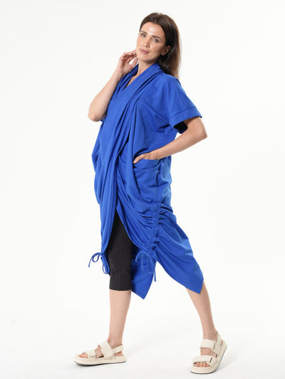 Extravagant Draped Tunic In Blue