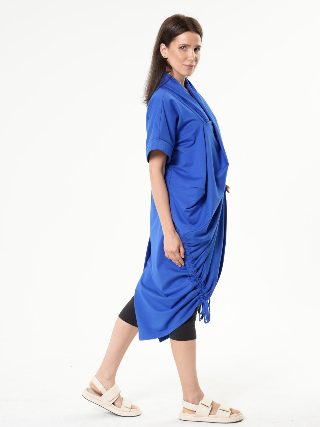 Extravagant Draped Tunic In Blue