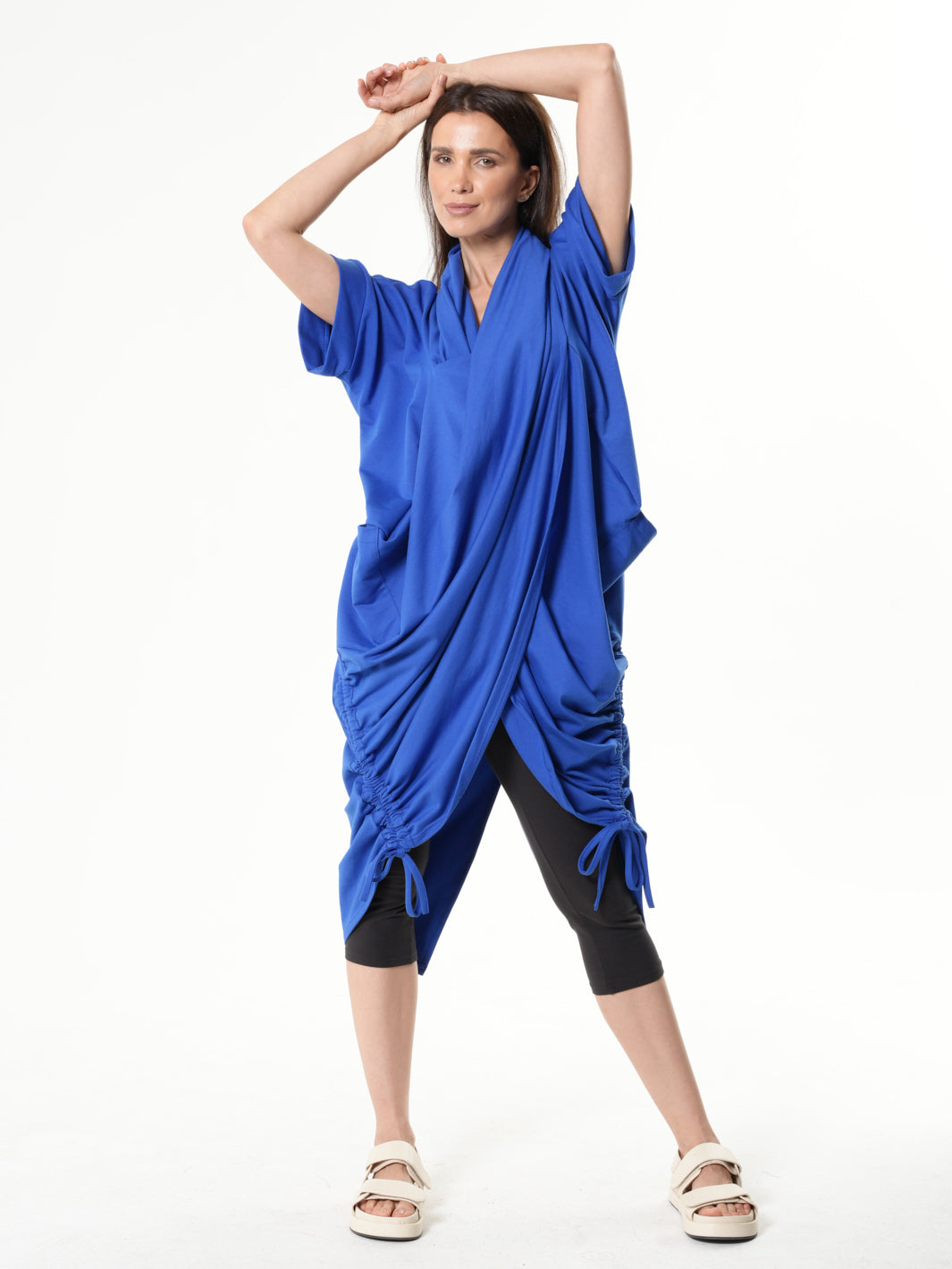 Extravagant Draped Tunic In Blue