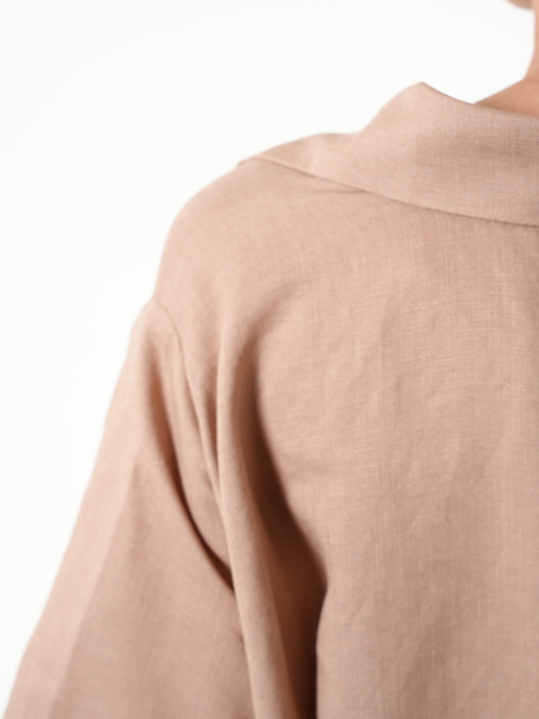 Loose Linen Shirt In Camel