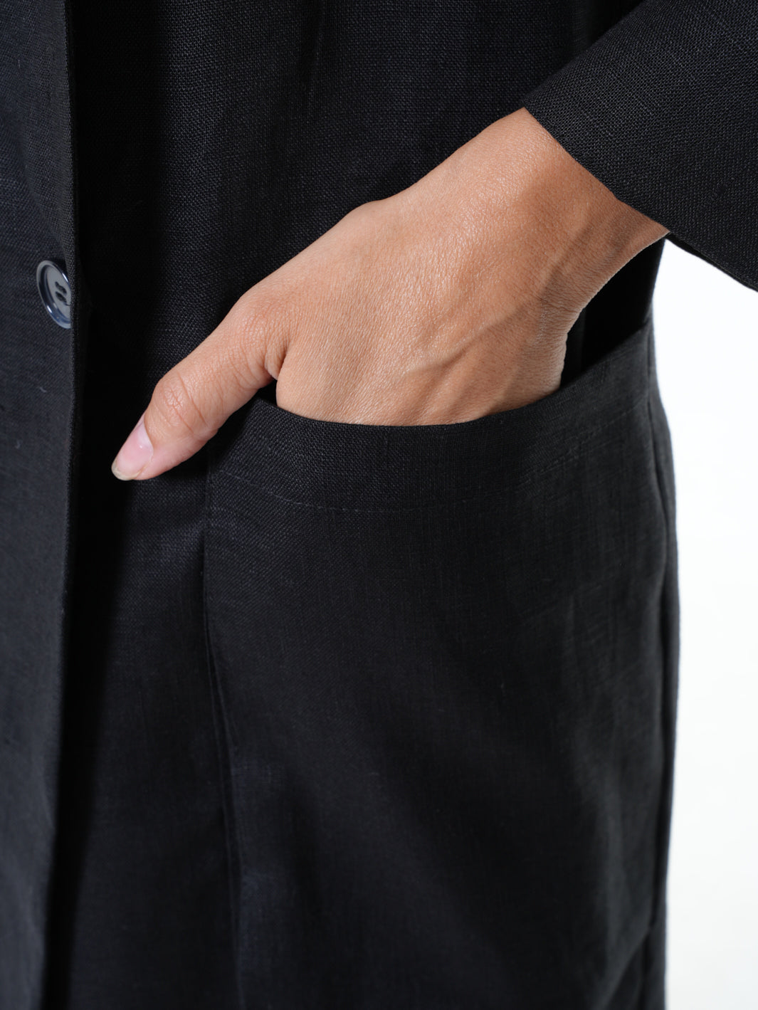 Long Black Linen Blazer