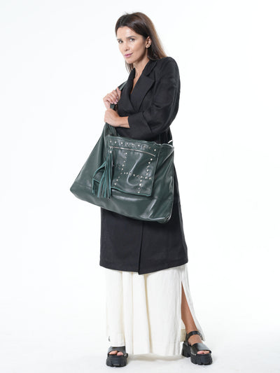 Oversized Slouchy Tote Bag In Green