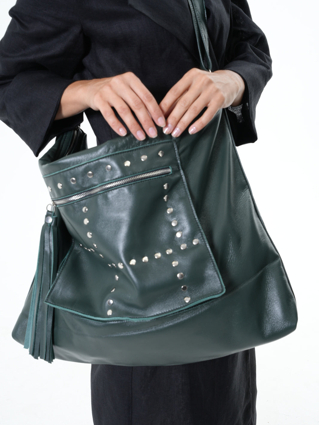 Oversized Slouchy Tote Bag In Green