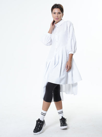 Asymmetric Cotton Tunic Shirt With ¾ sleeves