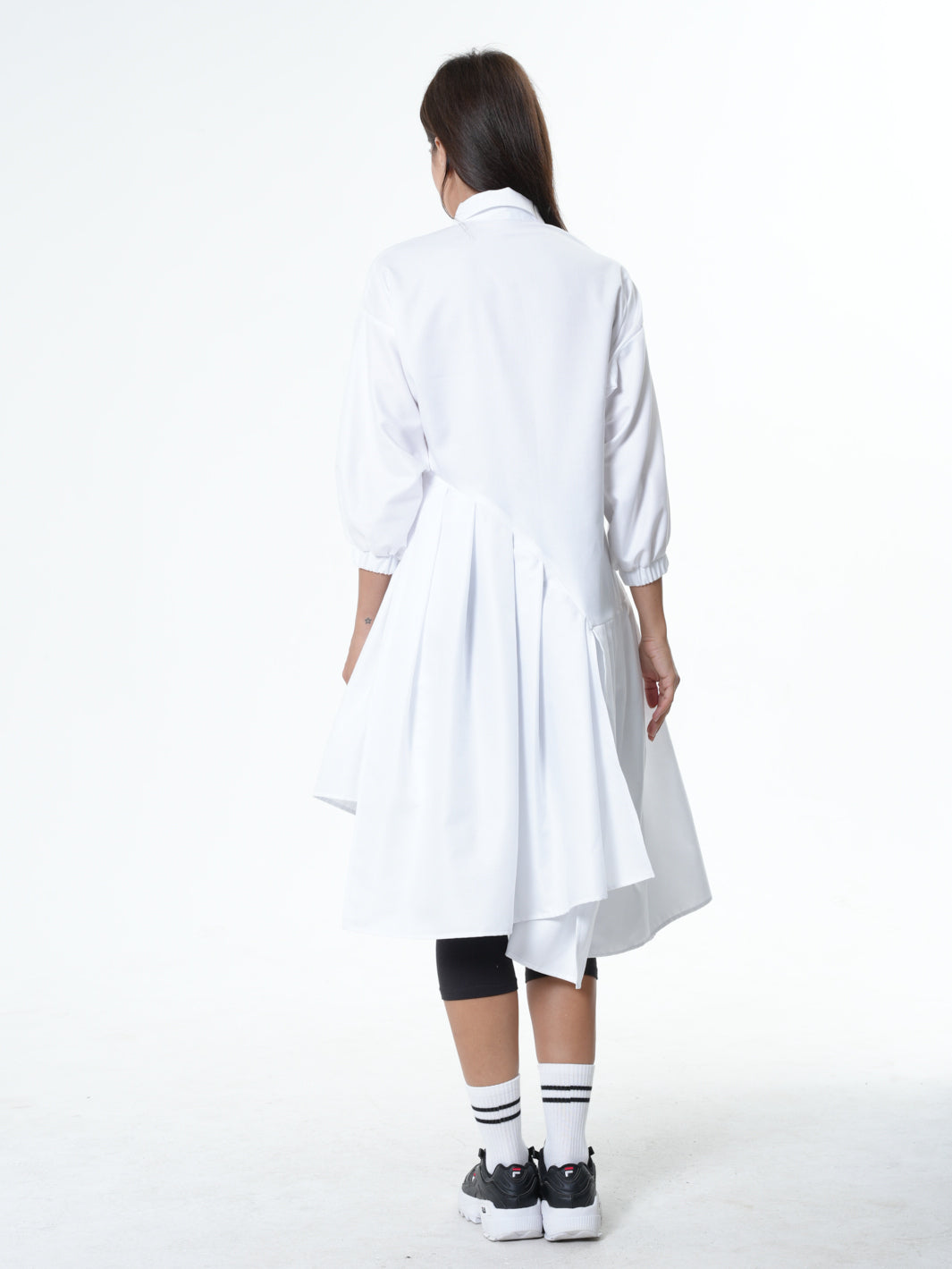 Asymmetric Cotton Tunic Shirt With ¾ sleeves