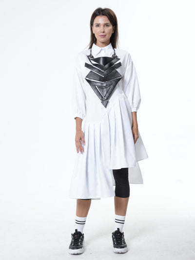 Asymmetric Cotton Tunic Shirt With ¾ sleeves