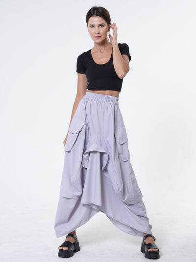 Maxi Skirt With Drapings In Gray