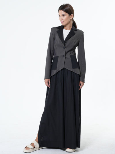 Asymmetrischer Blazer mit Chiffon am Rücken