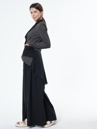 Asymmetric Blazer With Chiffon At The Back