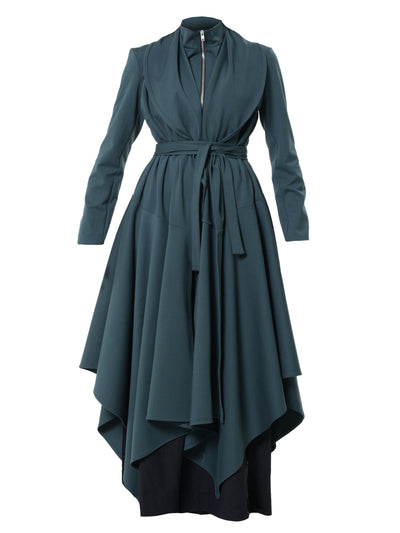 Asymmetric Long Belted Cardigan