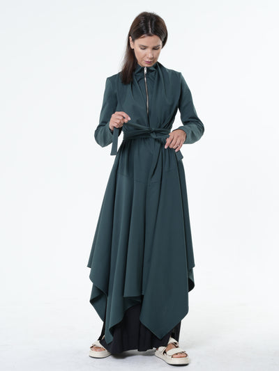 Asymmetric Long Belted Cardigan