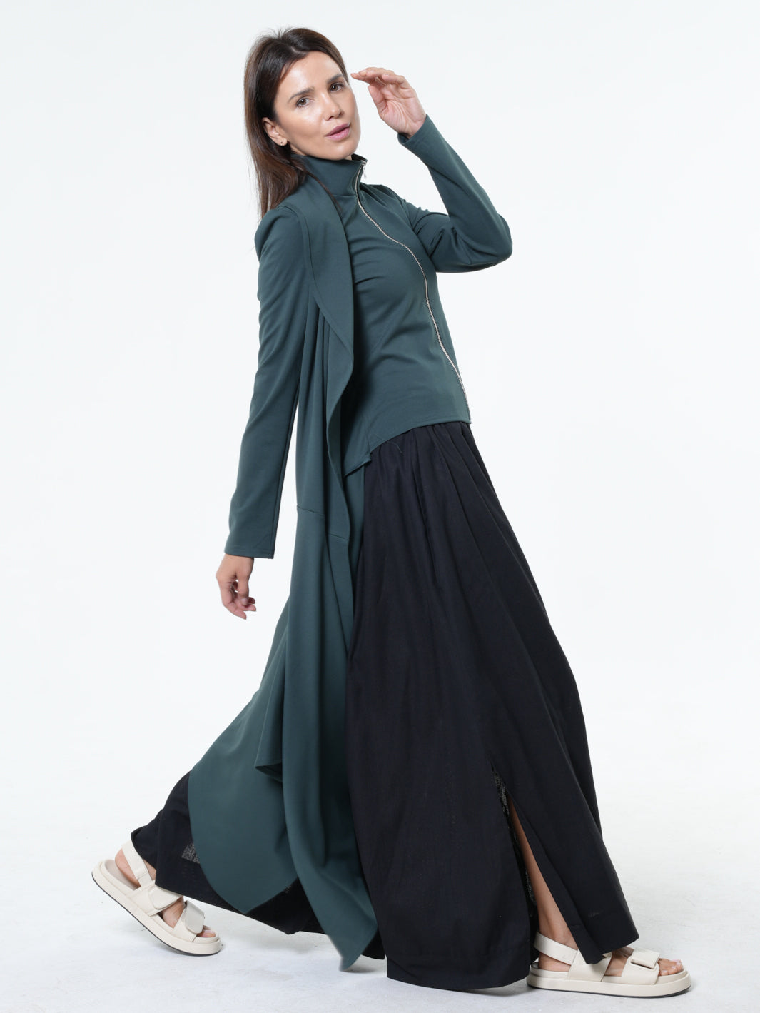 Asymmetric Long Belted Cardigan