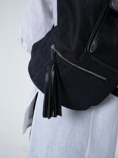 2 in 1 Leather Denim Bag