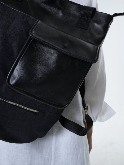 2 in 1 Leather Denim Bag