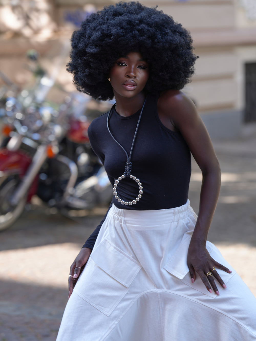 One Sleeve Cotton Top In Black