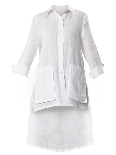 Asymmetric Linen Shirt In White