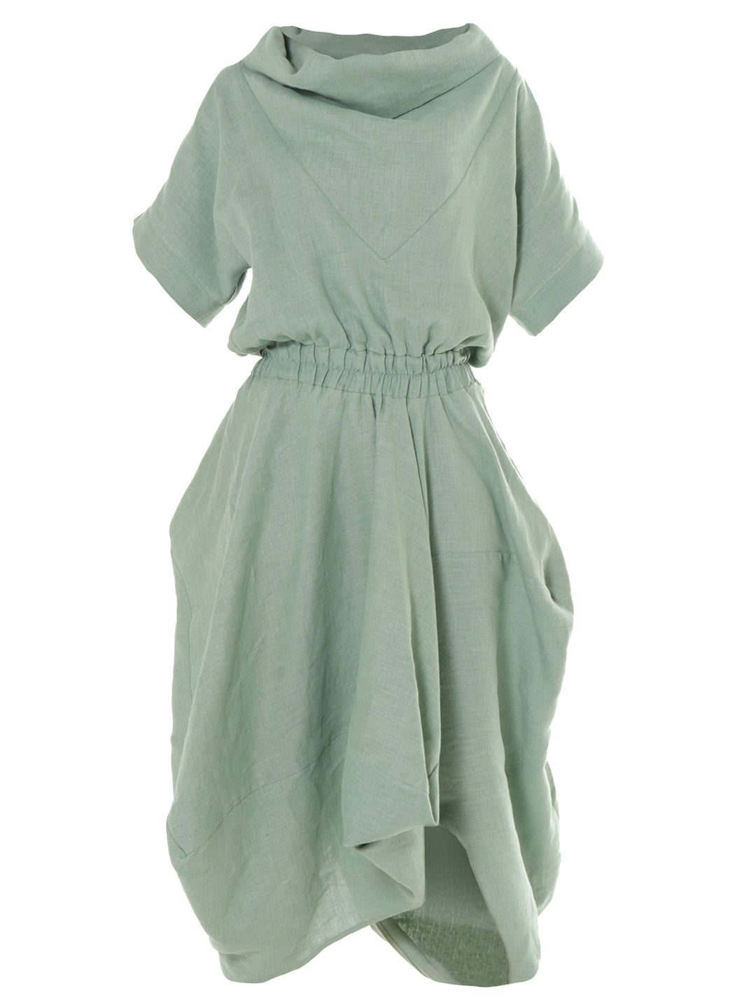 アトリエGG   LINENDENIMAPRON  1½ Asymmetrical midi dress in light linen | Peserico US