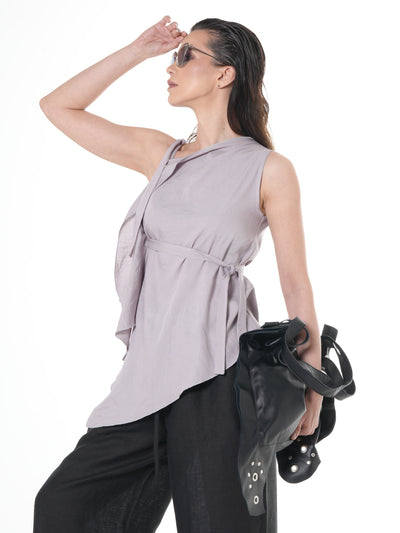Sleeveless Asymmetric Top In Lilac