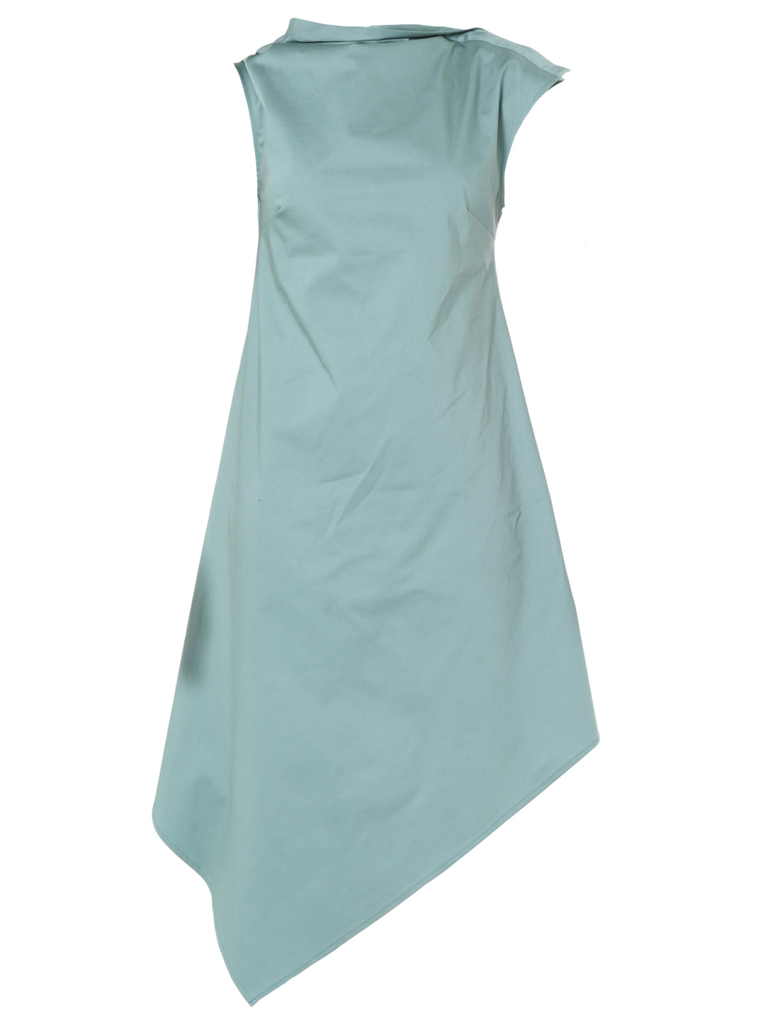 Asymmetric Satin Cotton Dress In Mint – Metamorphoza