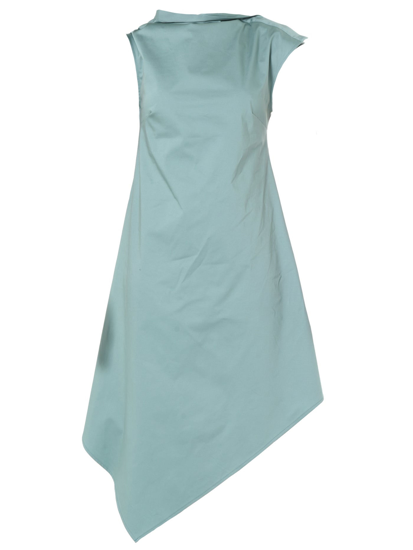 Asymmetric Satin Cotton Dress In Mint – Metamorphoza