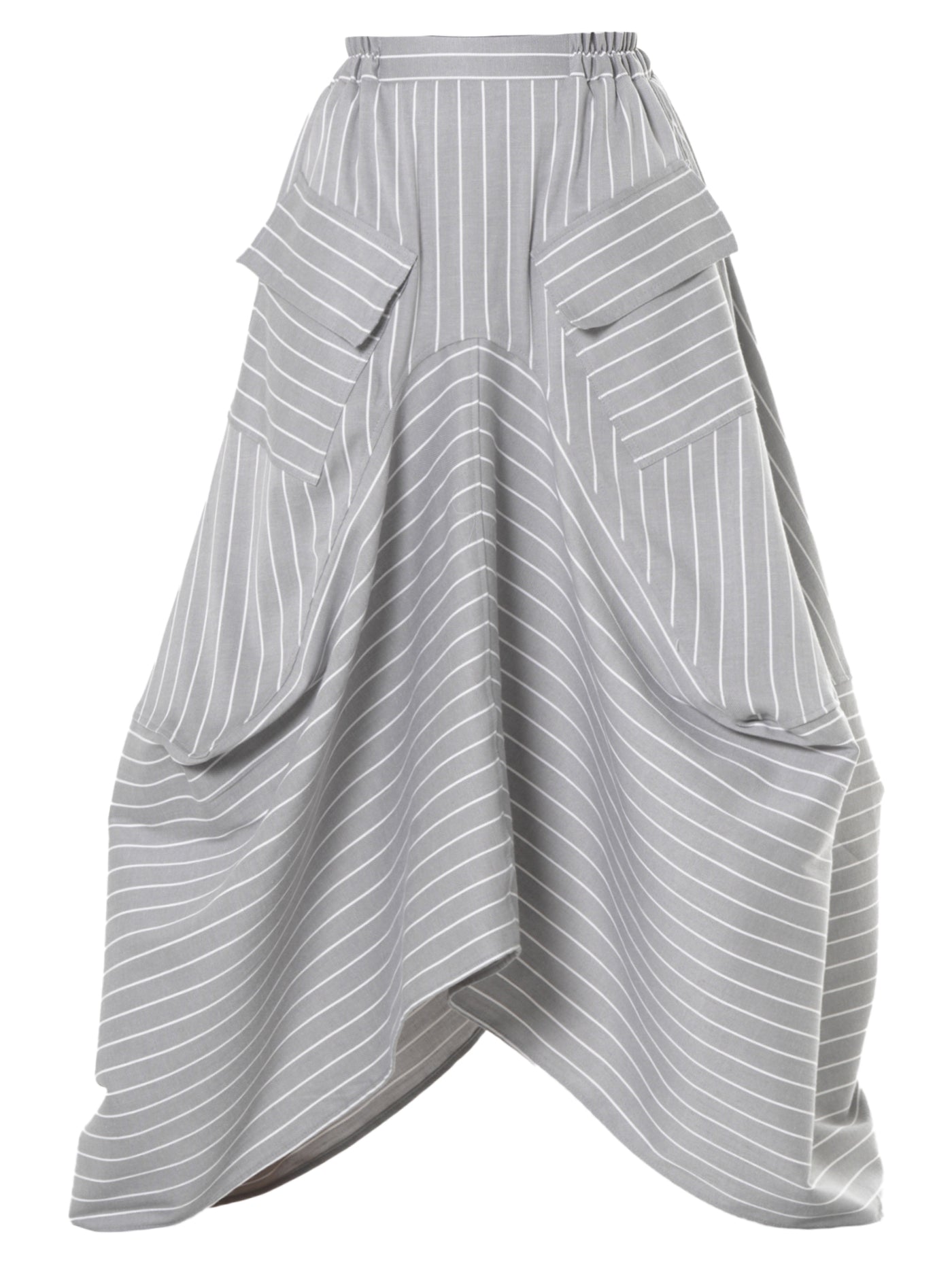 Asymmetric Striped Denim Skirt