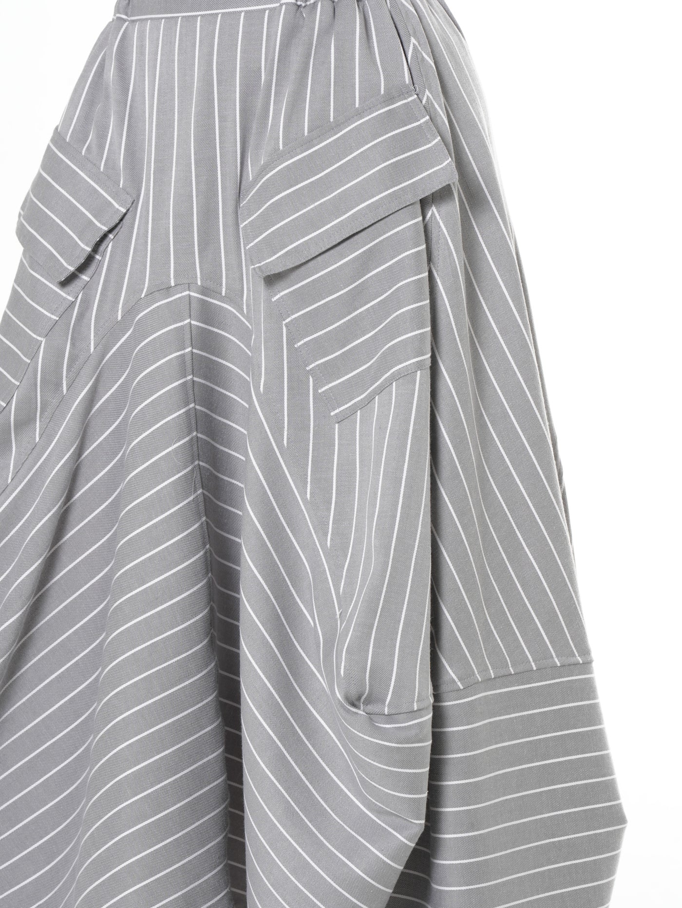 Asymmetric Striped Denim Skirt