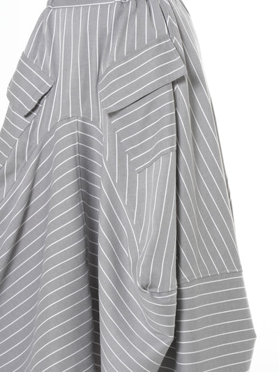 Asymmetric Striped Denim Skirt