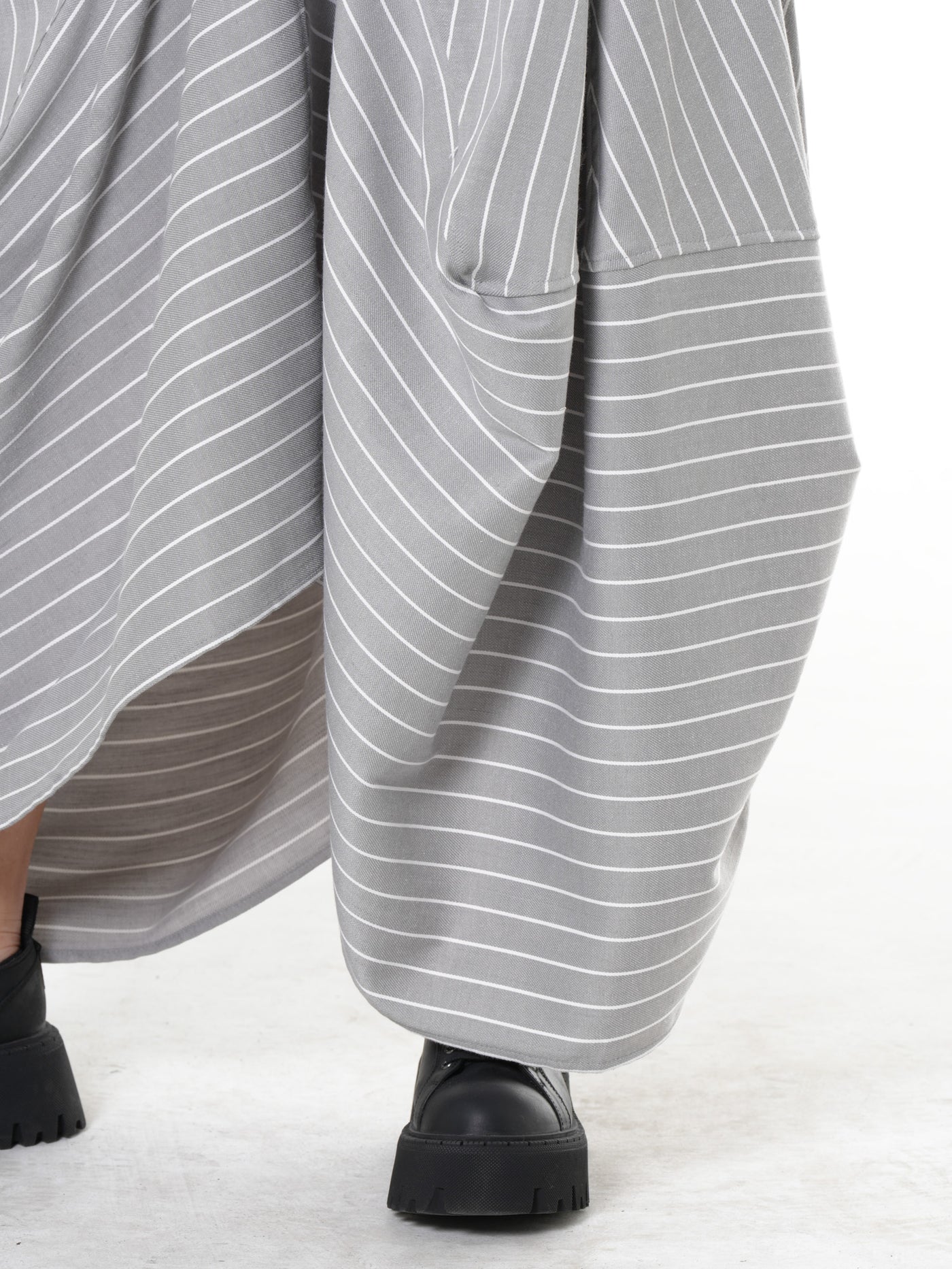 Asymmetric Striped Denim Skirt
