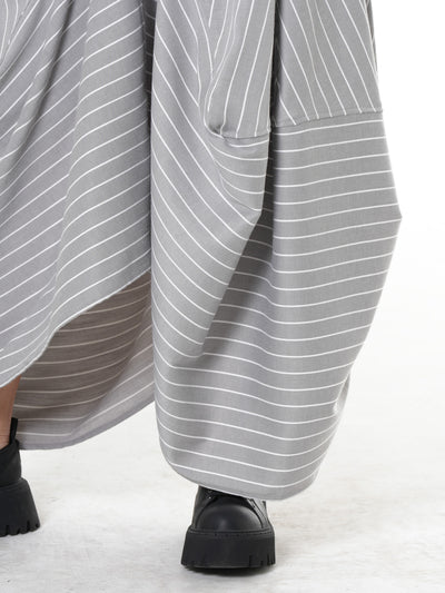 Asymmetric Striped Denim Skirt