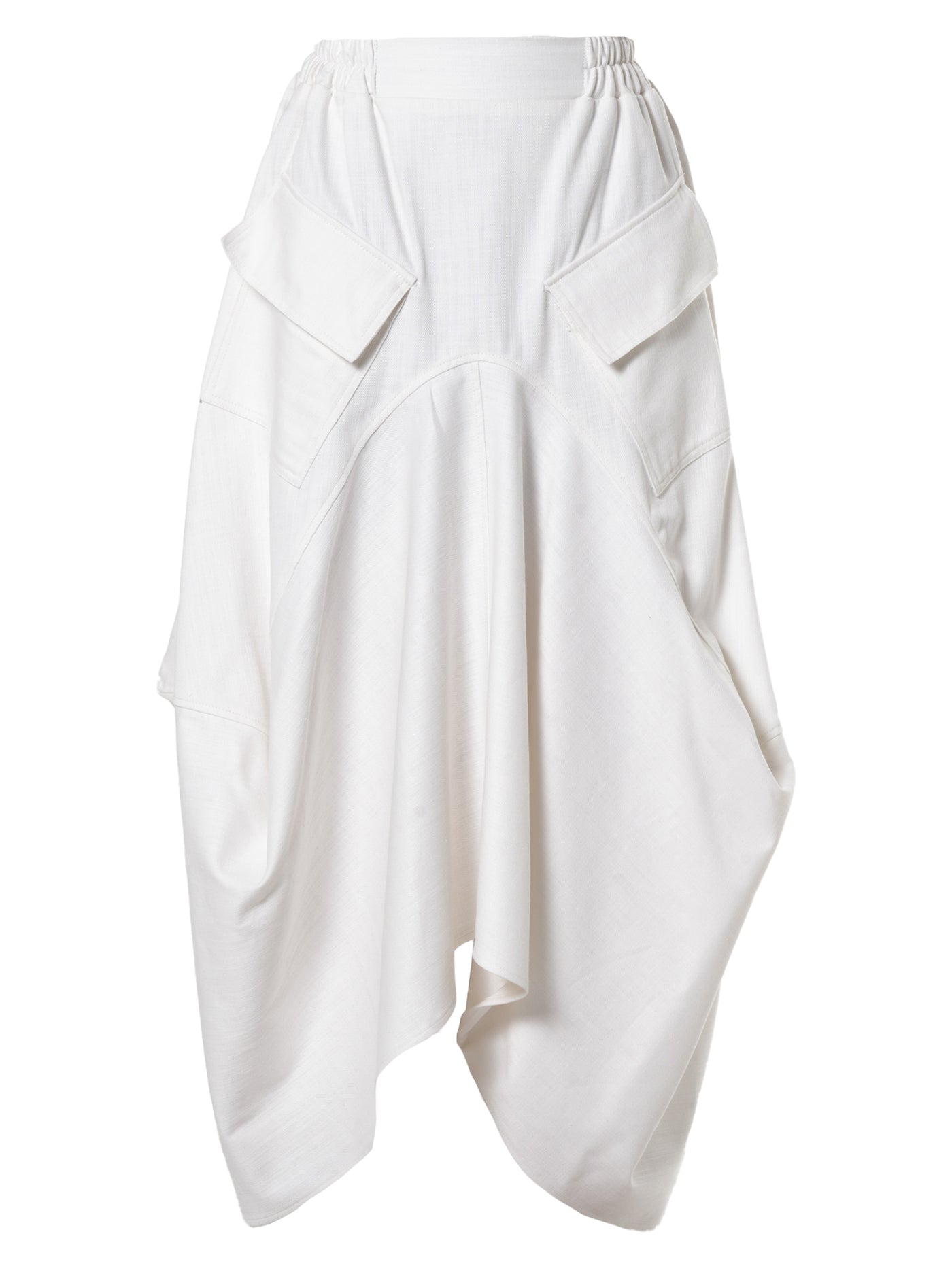 Asymmetrical Long Denim Skirt In White