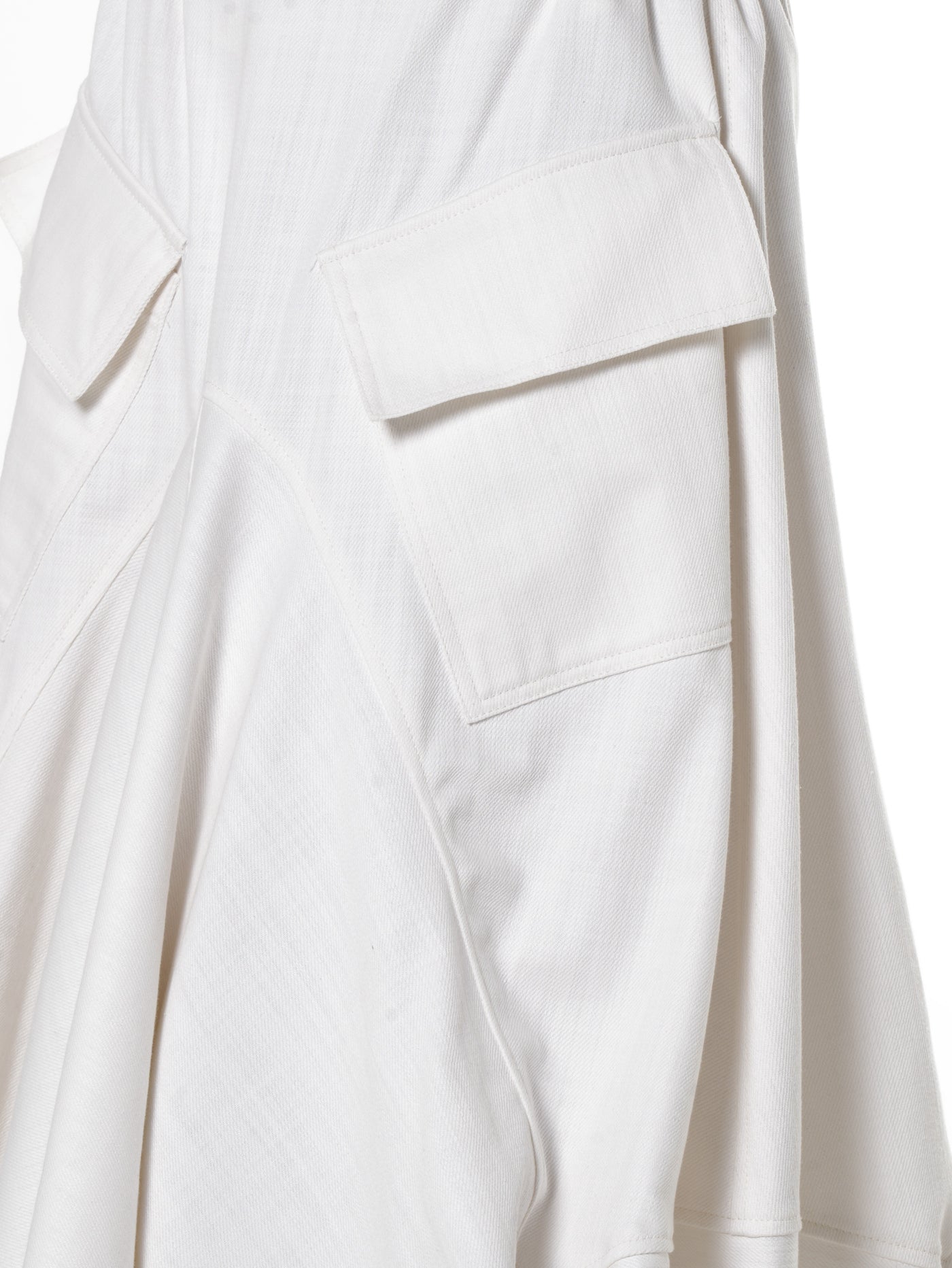 Asymmetrical Long Denim Skirt In White