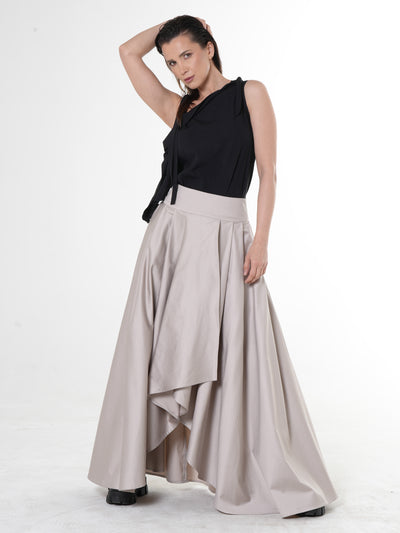 Jupe drapée maxi en beige