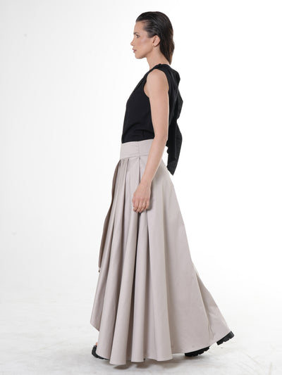 Jupe drapée maxi en beige