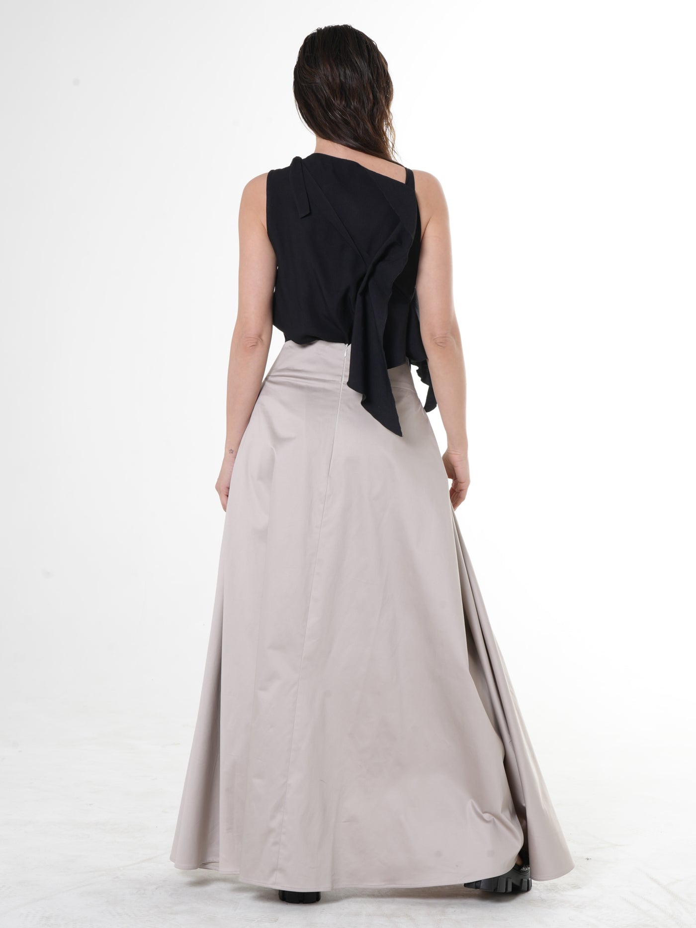 Jupe drapée maxi en beige