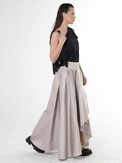 Jupe drapée maxi en beige