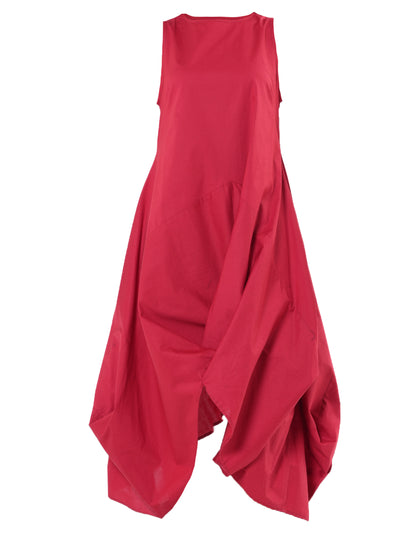 Asymmetric Sleeveless Red Dress