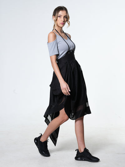 Avant Garde Linen Skirt With Ties In Black
