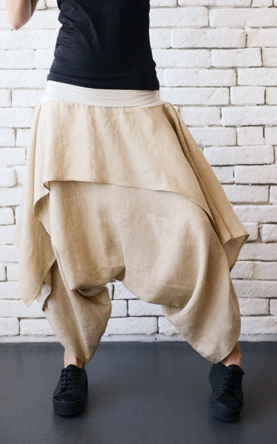Linen Skirt Pants In Gray