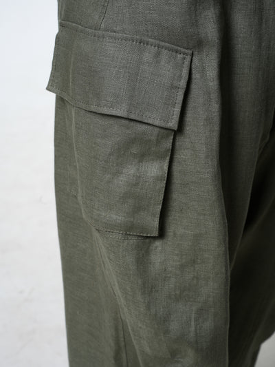 Oversize Linen Jumpsuit In Khaki