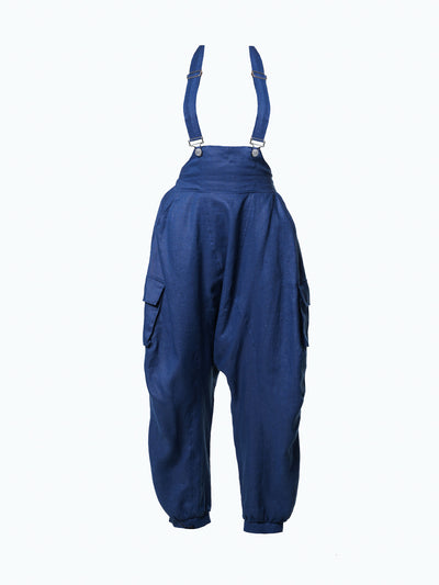 Oversize Linen Jumpsuit In Blue