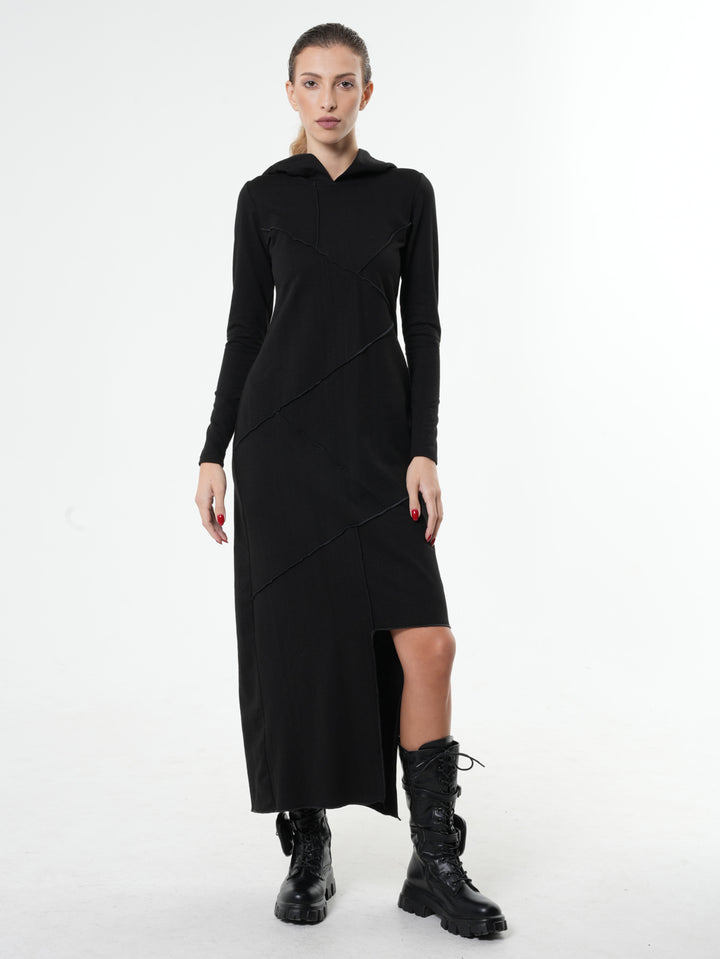Asymmetric Hooded Black Dress Asymmetric Hooded Black Dress