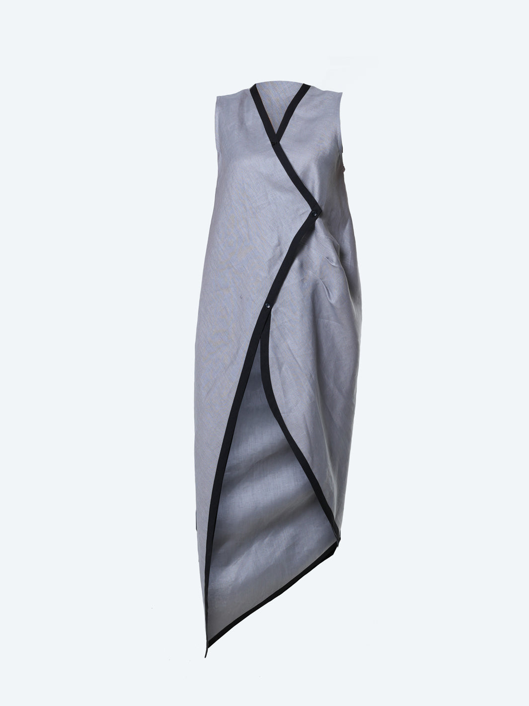 Long Linen Tunic Top In Gray