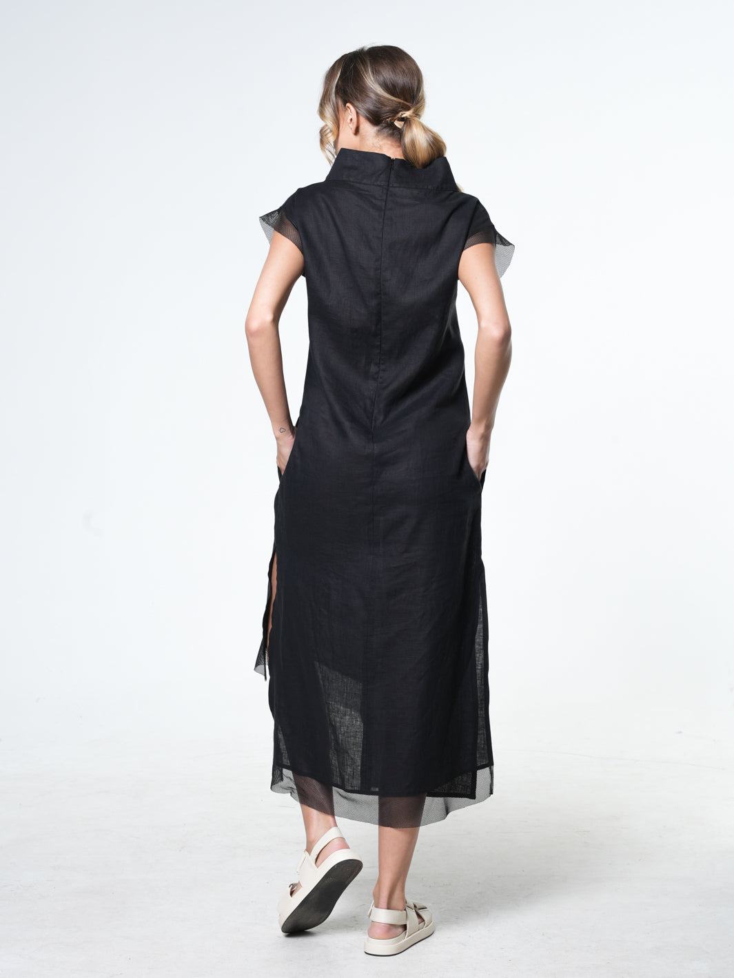 Asymmetrical Linen Dress In Black