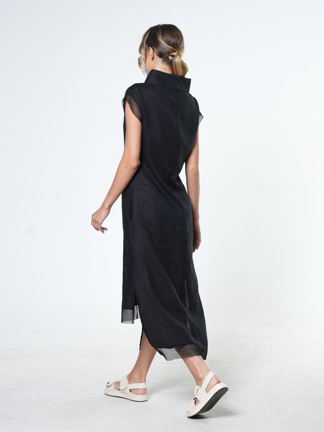 Asymmetrical Linen Dress In Black Metamorphoza Asymmetrical Linen Dress In Black Metamorphoza
