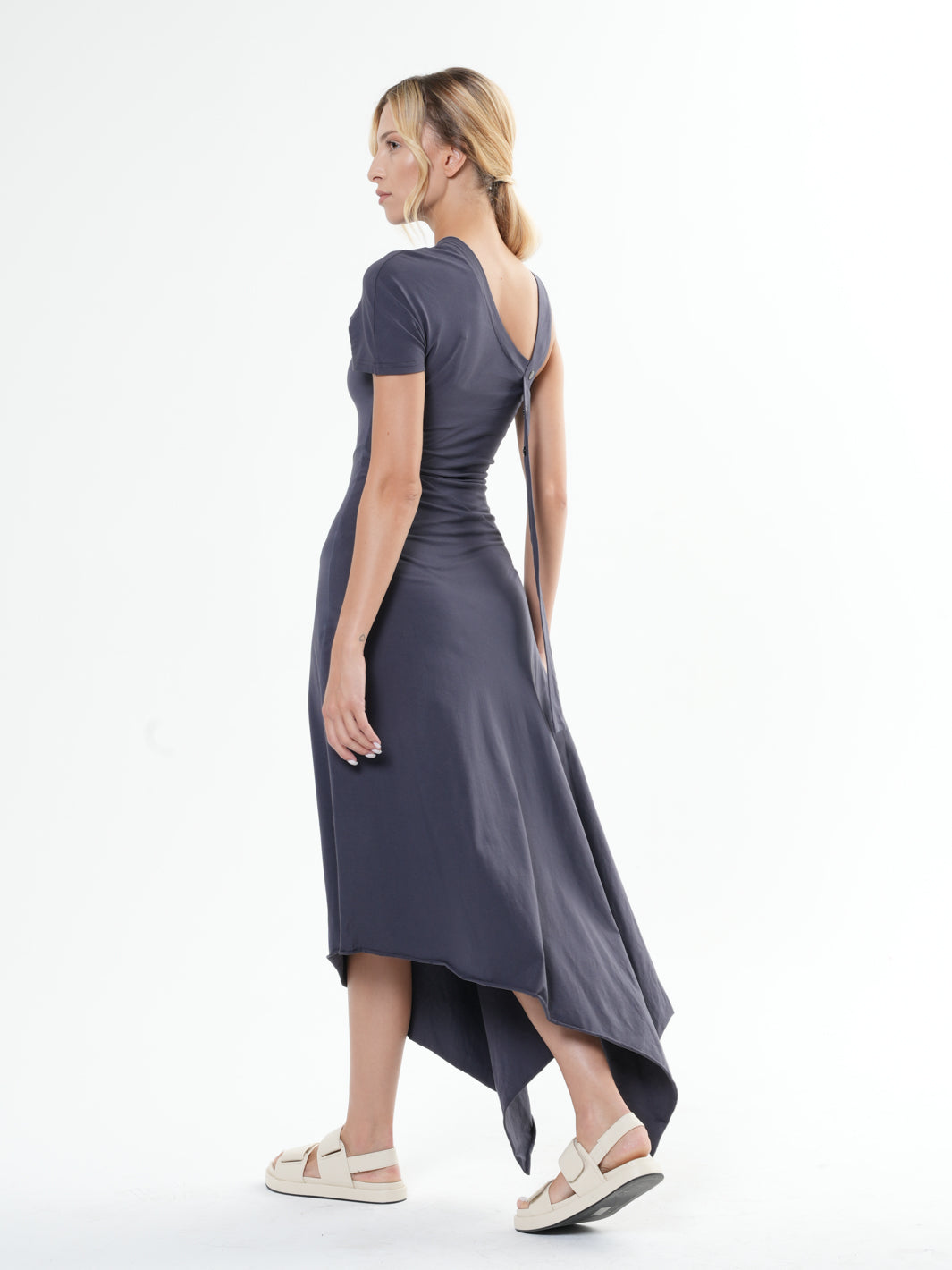 Asymmetric Cotton Gray Dress