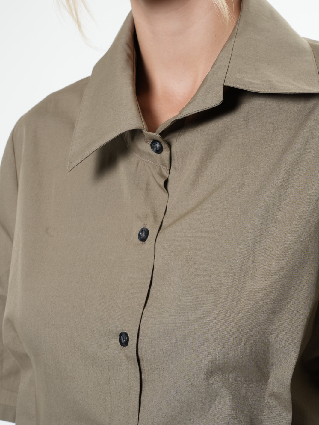 Asymmetric Shirt With Open Back In Khaki