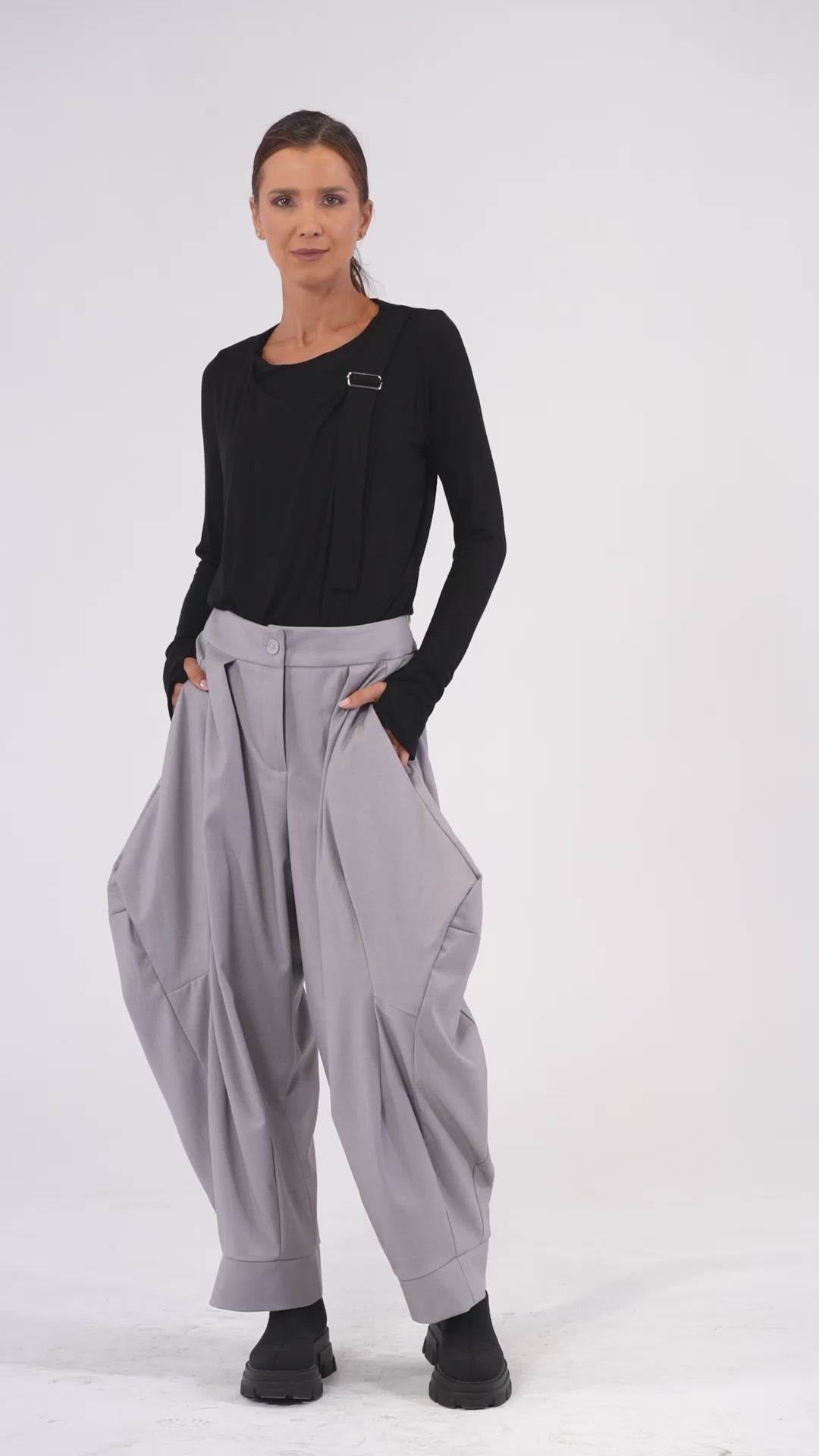 Relaxed Pants with Draped Silhouette