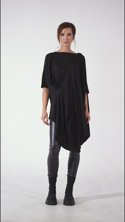 Black Asymmetric Loose Tunic
