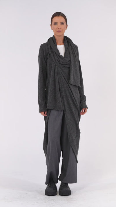Fine Knit Asymmetric Cardigan