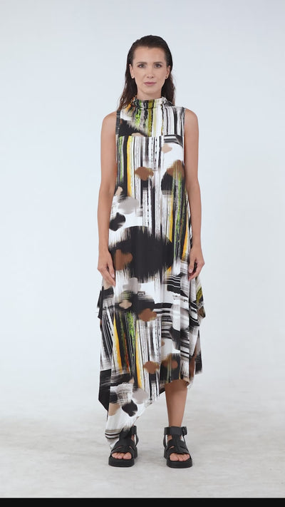 Sleeveless Cotton Dress With Abstract Print
